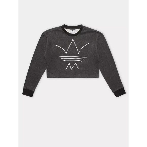 Adidas R.Y.V CROPPED Sweatshirt Black Melange SIZE M - Picture 4 of 5